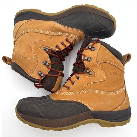 LL Bean Mens 12M Brown Leather Primaloft Storm Chaser Winter Duck Boots TEK 2.0 - Picture 4 of 16